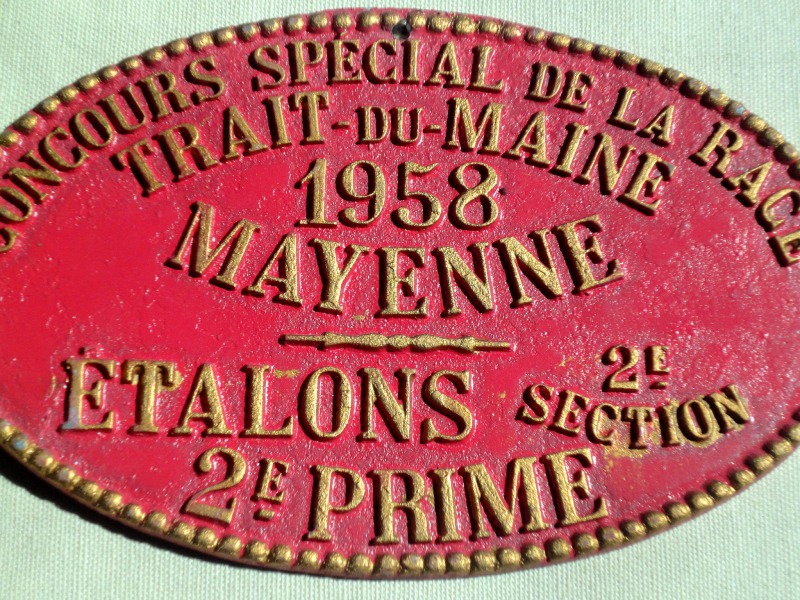 Plaque de concours agricole 1958