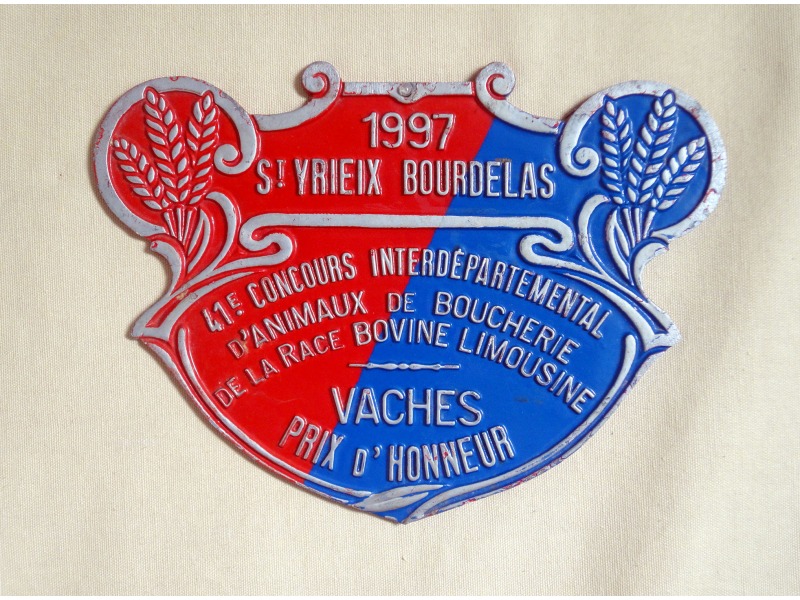 Plaque de concours agricole animaux boucherie 1997