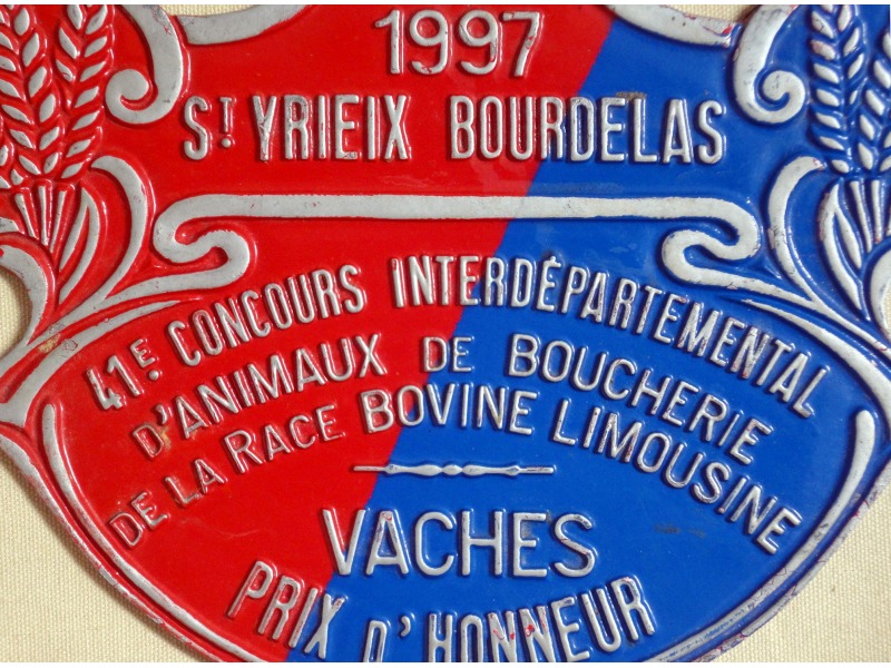 Plaque de concours agricole animaux boucherie 1997