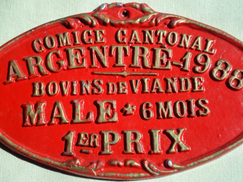 Plaque de concours agricole bovins 1988