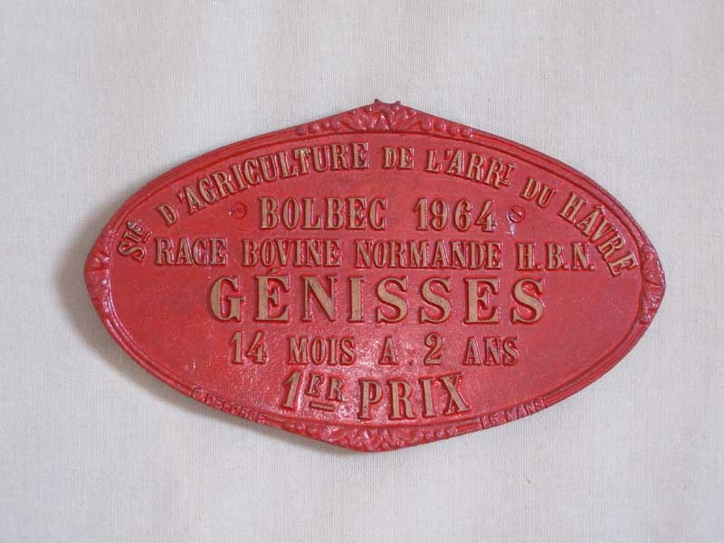 Plaque de concours agricole génisses 1964