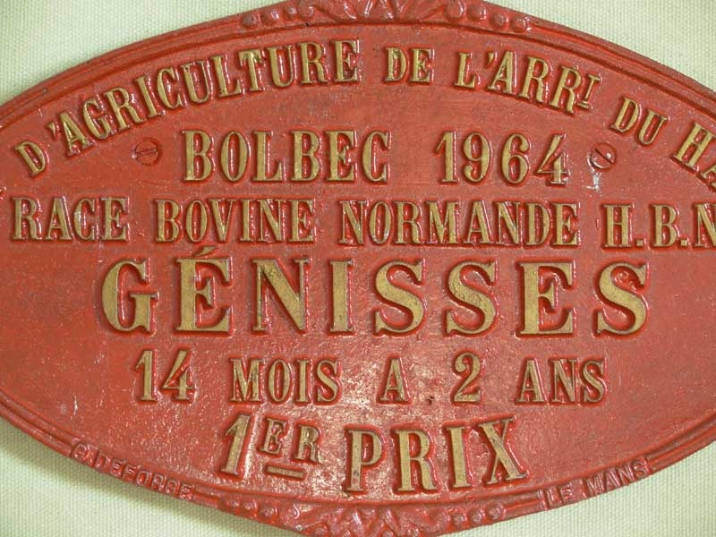 Plaque de concours agricole génisses 1964