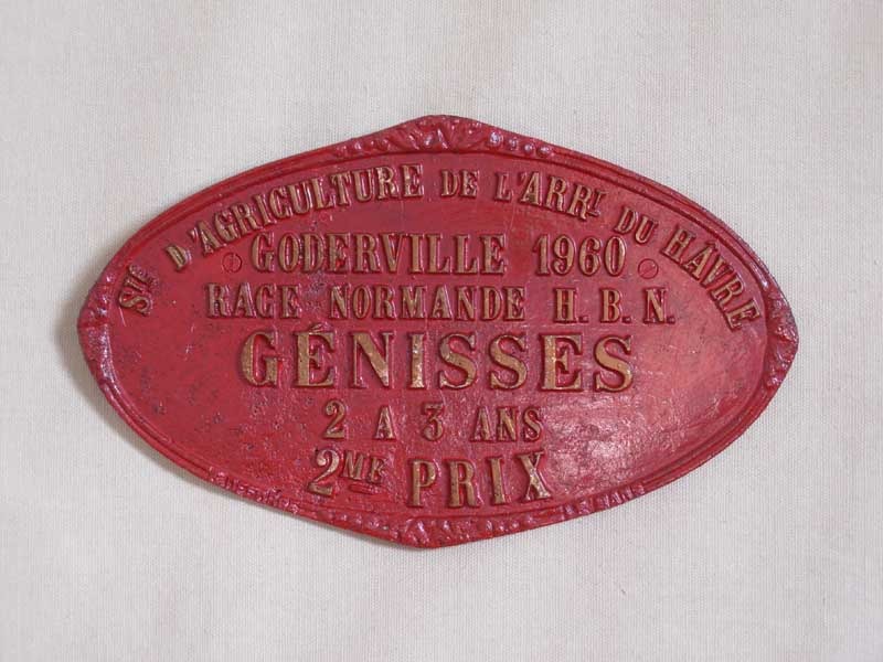 Plaque de concours agricole génisses 1960