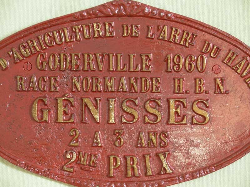 Plaque de concours agricole génisses 1960