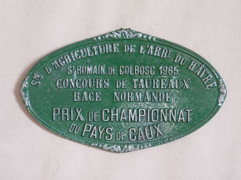 Plaque de concours agricole taureaux 1965