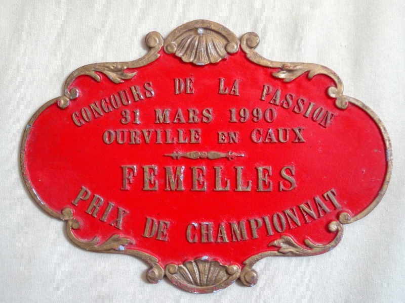 Plaque de concours agricole vaches 1990