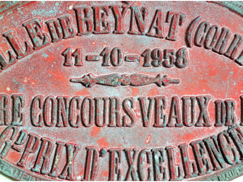 Plaque de concours agricole veaux 1958